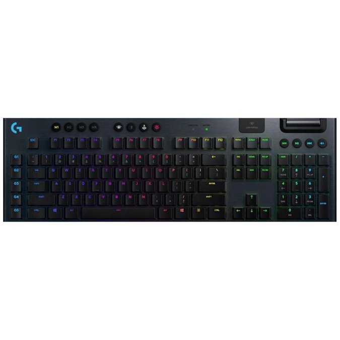 Klawiatura Mechaniczna Logitech G915 Lightspeed Wireless RGB GL Clicky DE (Układ Niemiecki) Brak odbiornika, kabla, lewego shift | Używana